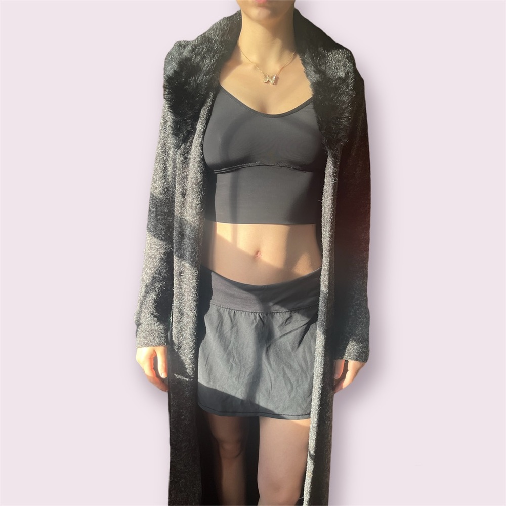 sun moon star vintage fur trim cardigan
